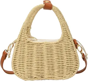 Small Straw Purses for Women Woven Handbags Handmade Straw Crossbody Beach Bag Square Boho Clutch Bag