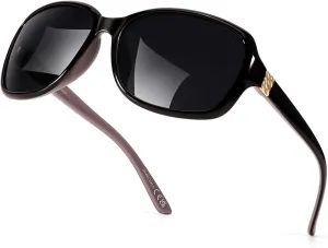 Small Wrap Sunglasses for Womens | Polarized & UV400 Protection | Lightweight Oval Jackie-O Style | Hard Case