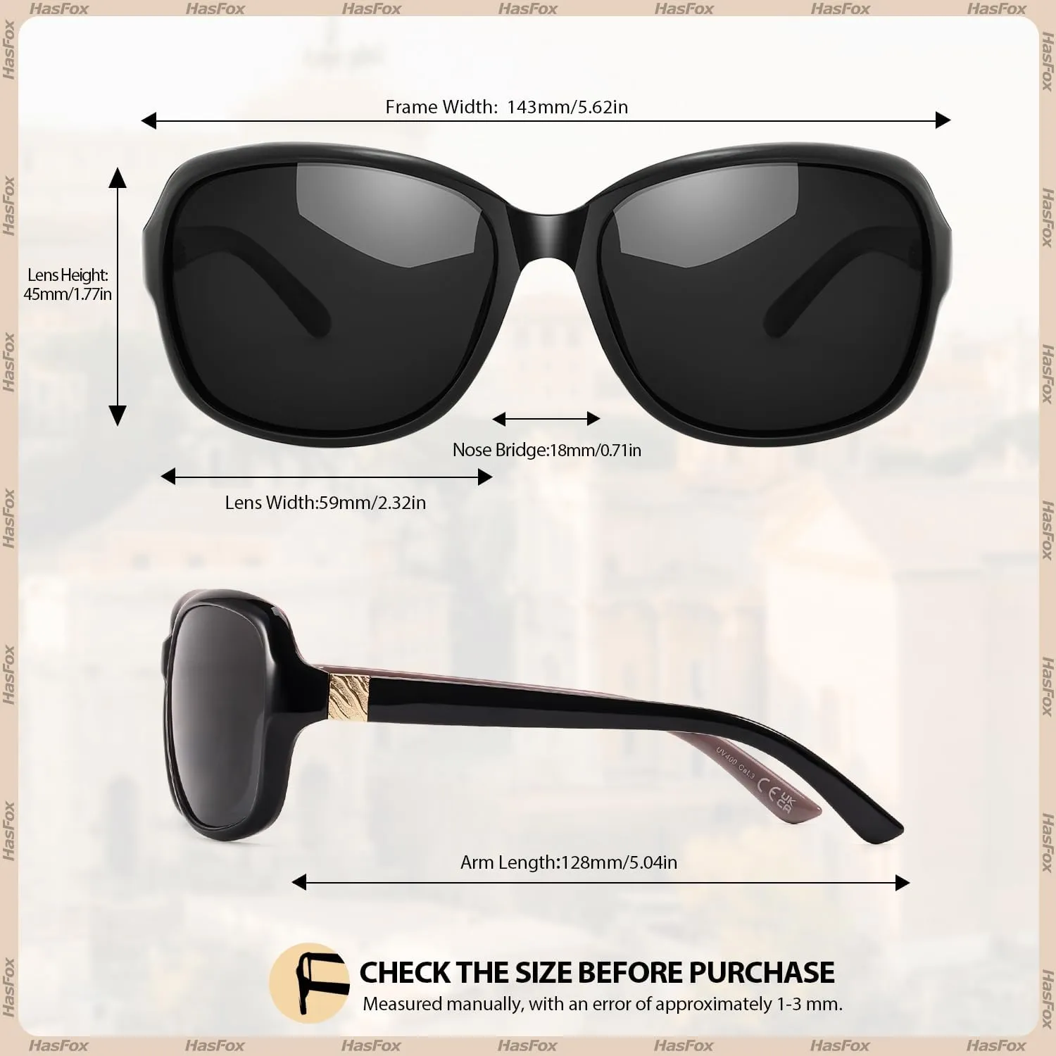 Small Wrap Sunglasses for Womens | Polarized & UV400 Protection | Lightweight Oval Jackie-O Style | Hard Case