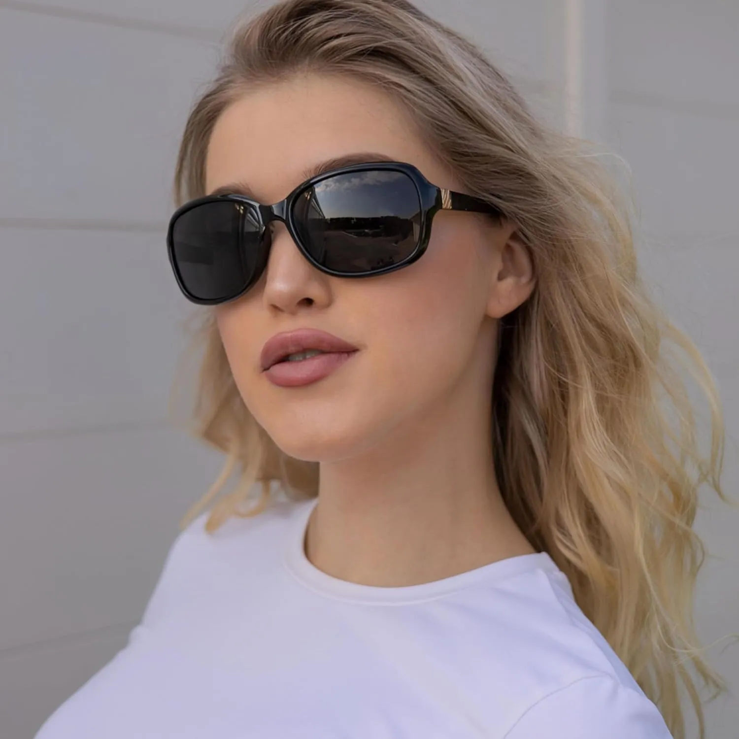 Small Wrap Sunglasses for Womens | Polarized & UV400 Protection | Lightweight Oval Jackie-O Style | Hard Case