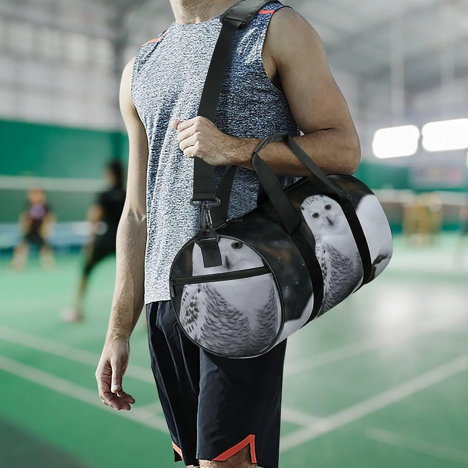 Snow Owl Gym Bag Small Travel Duffle Bag with Compartment Carry On Weekender Bag for Women Men