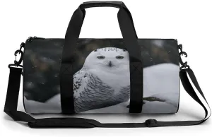 Snow Owl Gym Bag Small Travel Duffle Bag with Compartment Carry On Weekender Bag for Women Men
