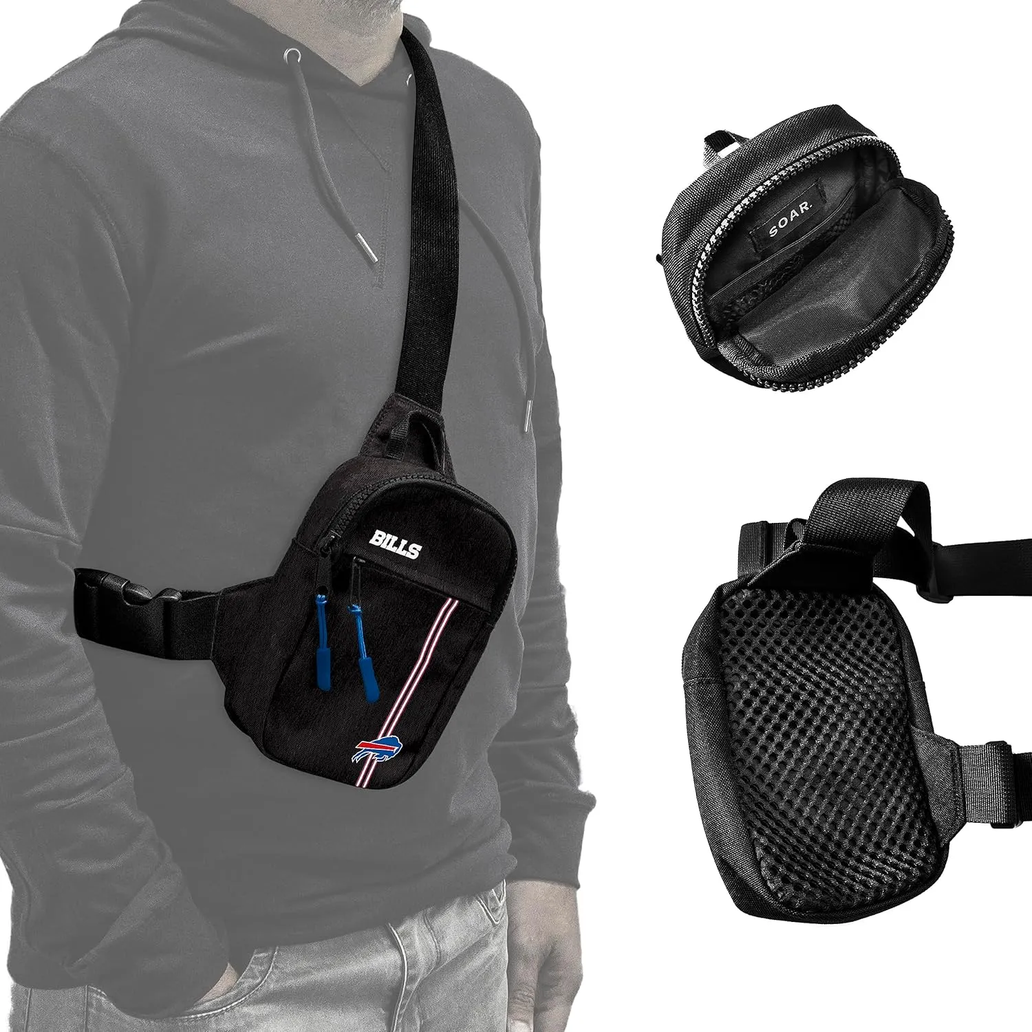 SOAR Unisex Crossbody Tech Adjustable Strap Travel Backpack Officially Licensed NFL, Mini Sling Bag
