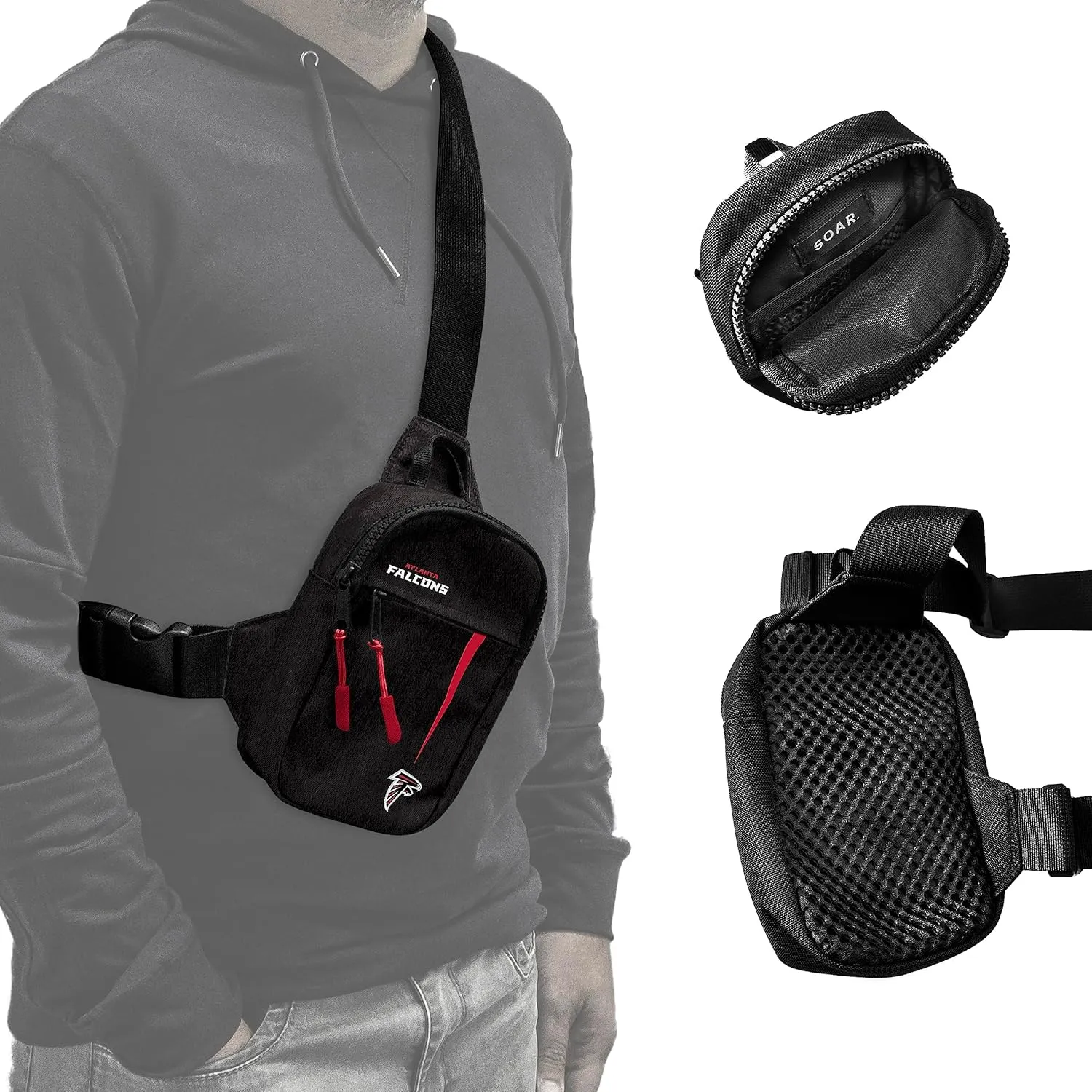 SOAR Unisex Crossbody Tech Adjustable Strap Travel Backpack Officially Licensed NFL, Mini Sling Bag