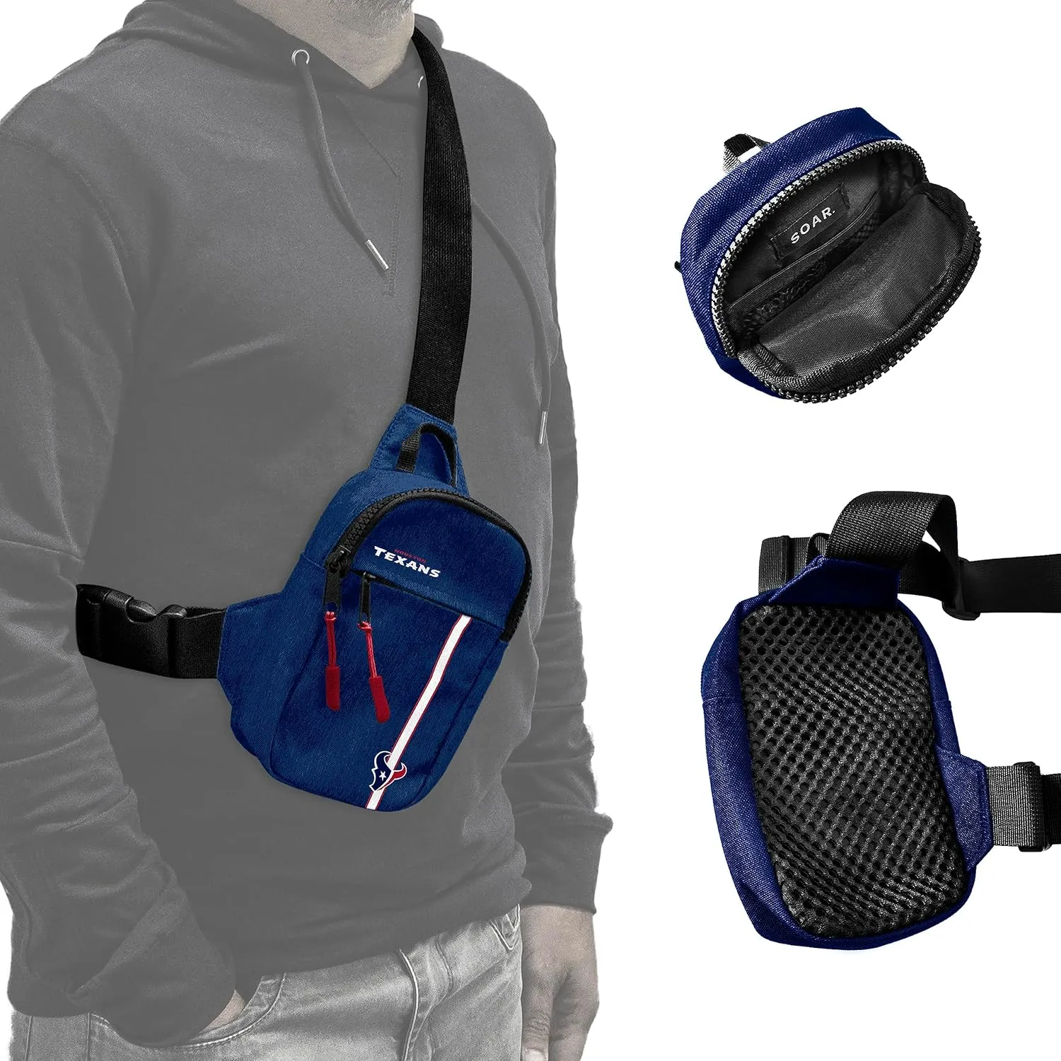 SOAR Unisex Crossbody Tech Adjustable Strap Travel Backpack Officially Licensed NFL, Mini Sling Bag