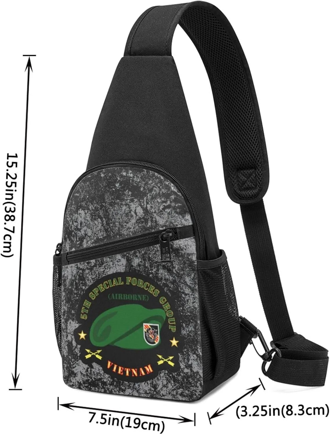 SOF 5th Special Forces Group Airborne Beret Vietnam Sling Bag Crossbody Backpack Shoulder Casual Daypack Bags for Men