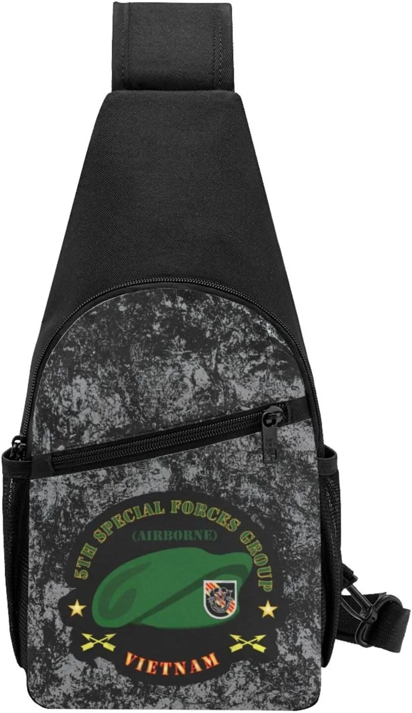 SOF 5th Special Forces Group Airborne Beret Vietnam Sling Bag Crossbody Backpack Shoulder Casual Daypack Bags for Men