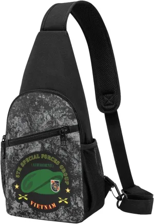 SOF 5th Special Forces Group Airborne Beret Vietnam Sling Bag Crossbody Backpack Shoulder Casual Daypack Bags for Men