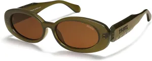 SOJOS Ocean Collection Retro Oval Polarized Sunglasses for Women Men Vintage Recycled Plastic Frame Eco-Friendly, Sunlight