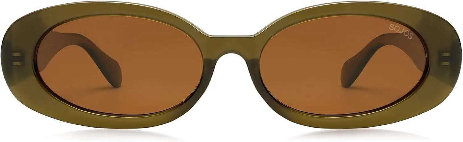 SOJOS Ocean Collection Retro Oval Polarized Sunglasses for Women Men Vintage Recycled Plastic Frame Eco-Friendly, Sunlight