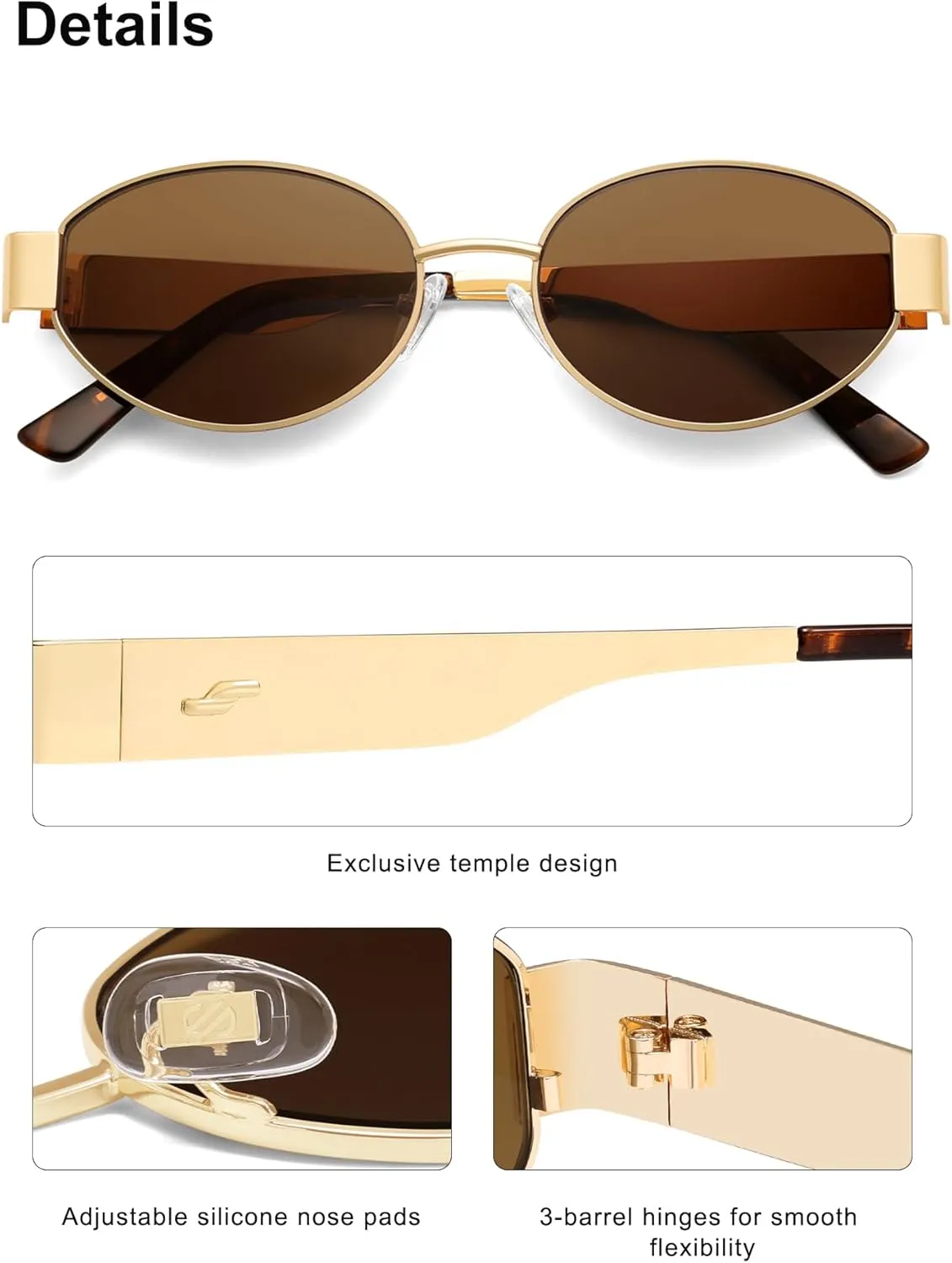 SOJOS Retro Oval Sunglasses for Women Trendy Classic Shades UV400 Protection SJ1217