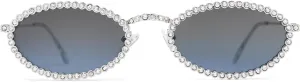 SOJOS Retro Petite Oval Rhinestone Sunglasses for Women 90s Styles Bling Hippie Disco Trendy Sun Glasses Small Face SJ1205