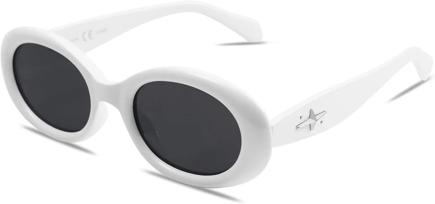 SOJOS Small Retro Oval Polarized Sunglasses for Women Men 90s Vintage Small Face UV400 Protection Tiny Sun Glasses SJ2286