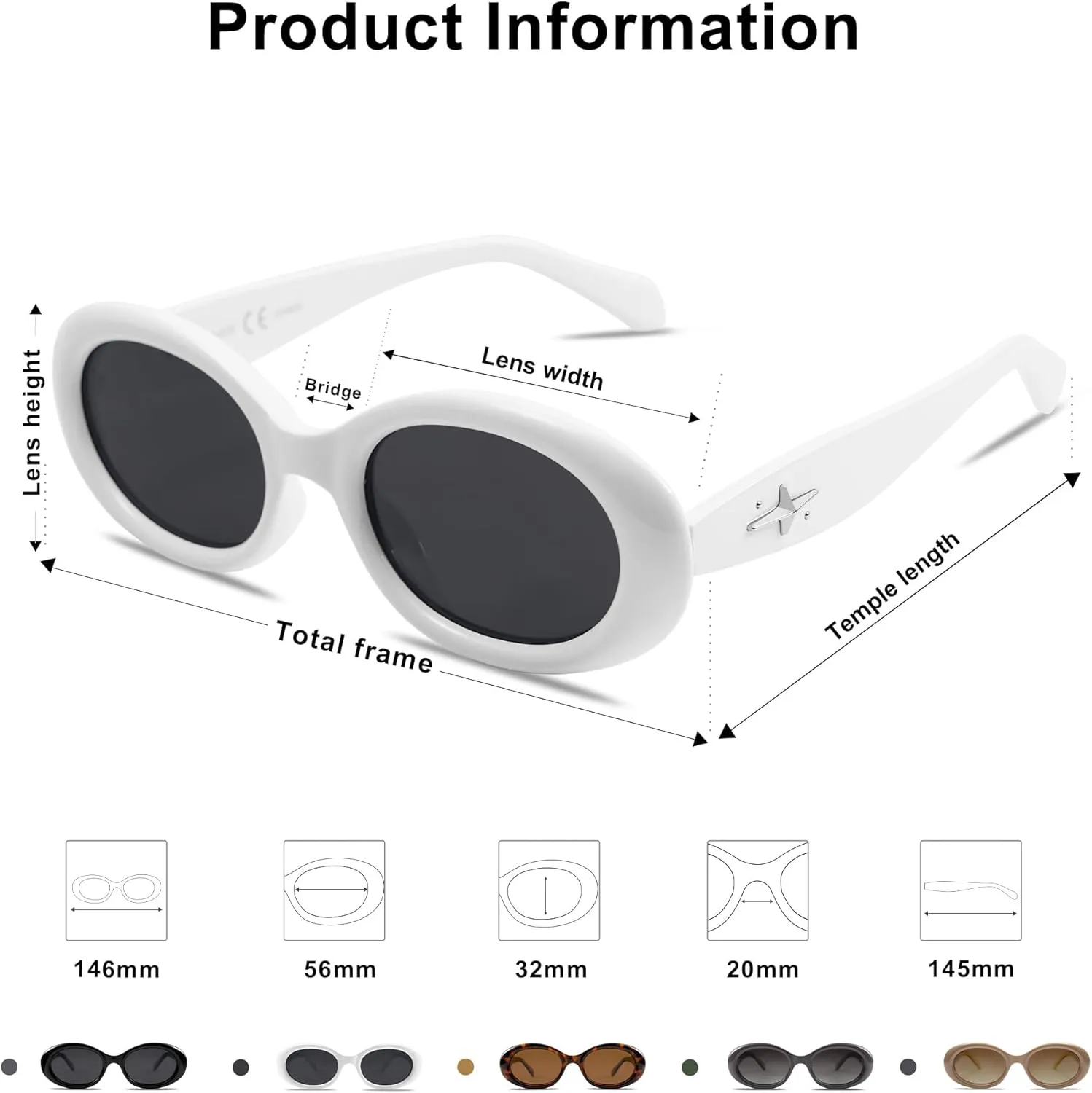 SOJOS Small Retro Oval Polarized Sunglasses for Women Men 90s Vintage Small Face UV400 Protection Tiny Sun Glasses SJ2286