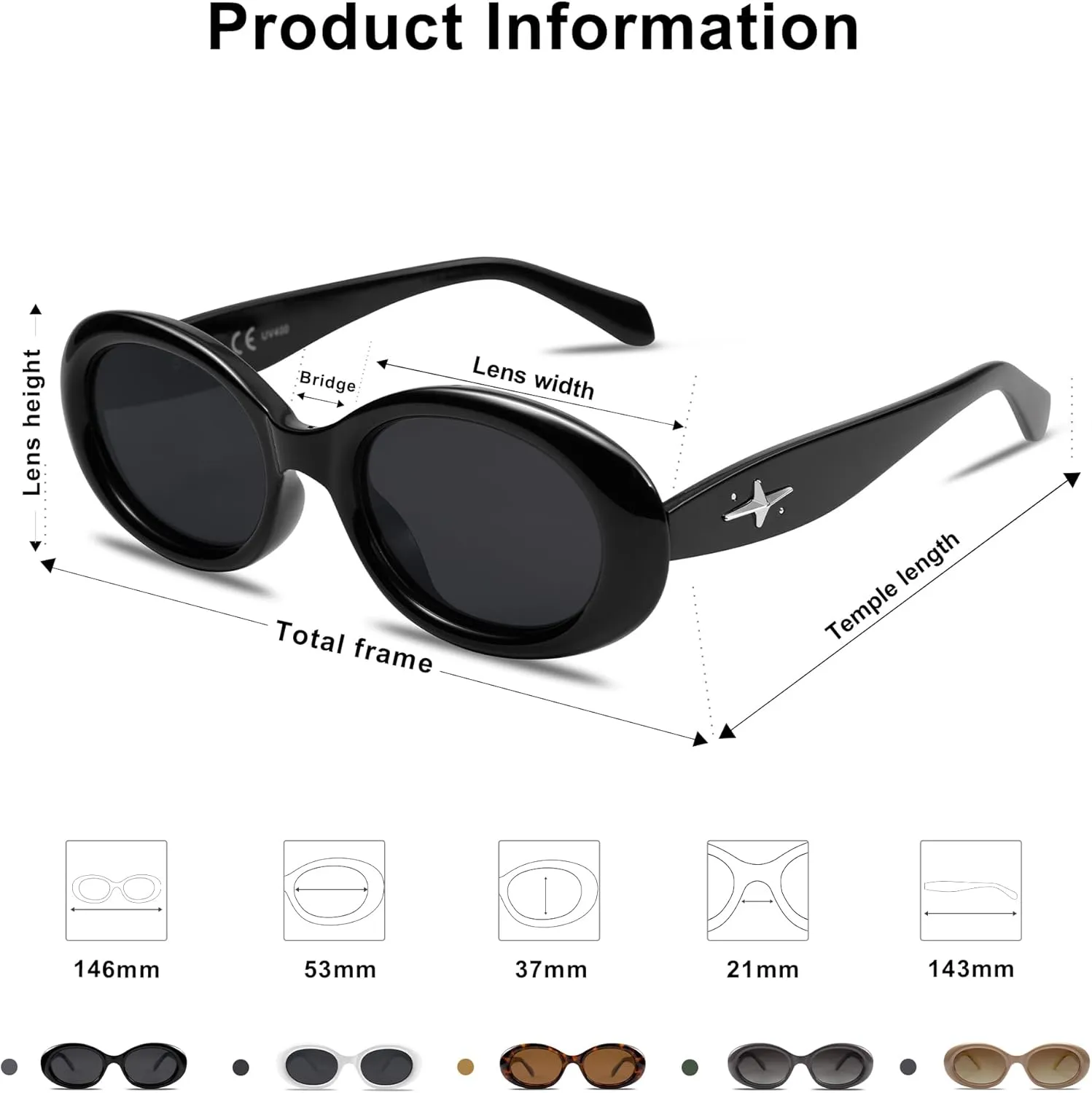 SOJOS Small Retro Oval Polarized Sunglasses for Women Men 90s Vintage Small Face UV400 Protection Tiny Sun Glasses SJ2286