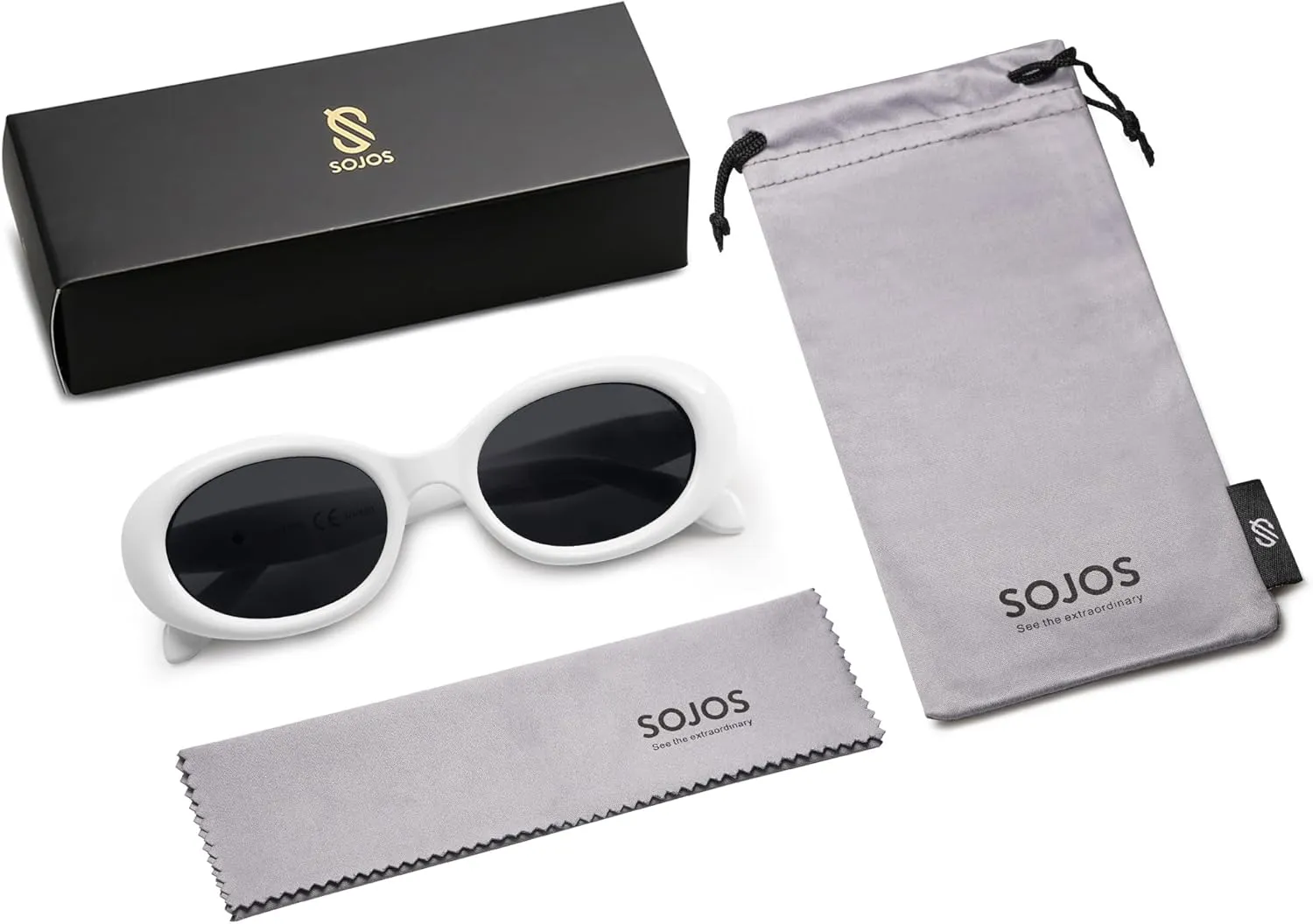 SOJOS Small Retro Oval Polarized Sunglasses for Women Men 90s Vintage Small Face UV400 Protection Tiny Sun Glasses SJ2286