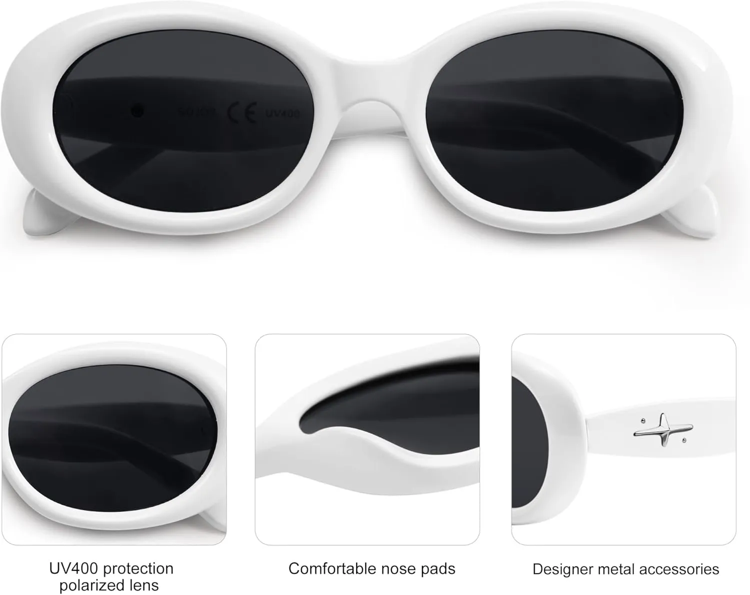 SOJOS Small Retro Oval Polarized Sunglasses for Women Men 90s Vintage Small Face UV400 Protection Tiny Sun Glasses SJ2286