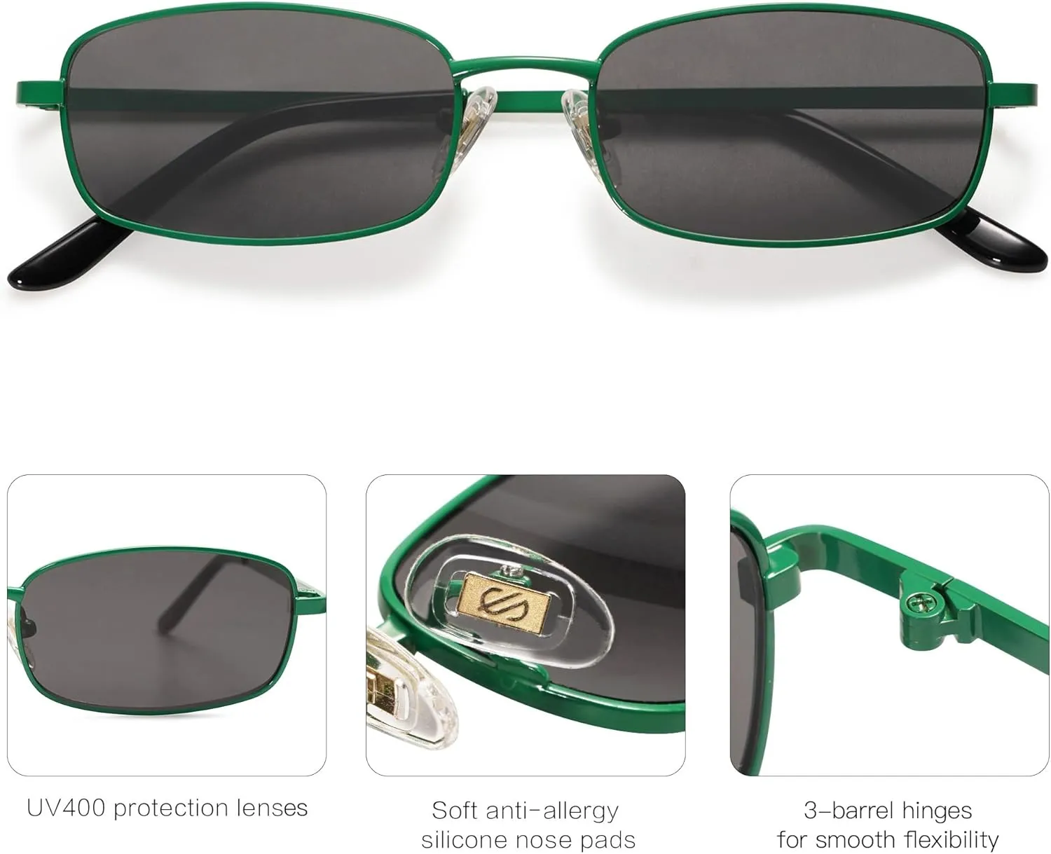 SOJOS Small Y2k Narrow Rectangle Sunglasses Womens Mens Retro 80s 90s Skinny Sunnies SJ1187