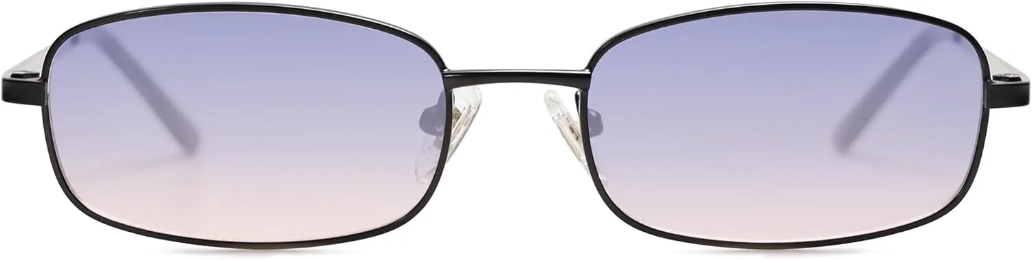 SOJOS Small Y2k Narrow Rectangle Sunglasses Womens Mens Retro 80s 90s Skinny Sunnies SJ1187