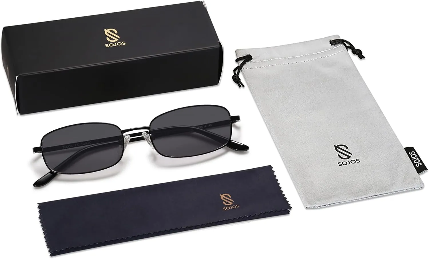 SOJOS Small Y2k Narrow Rectangle Sunglasses Womens Mens Retro 80s 90s Skinny Sunnies SJ1187