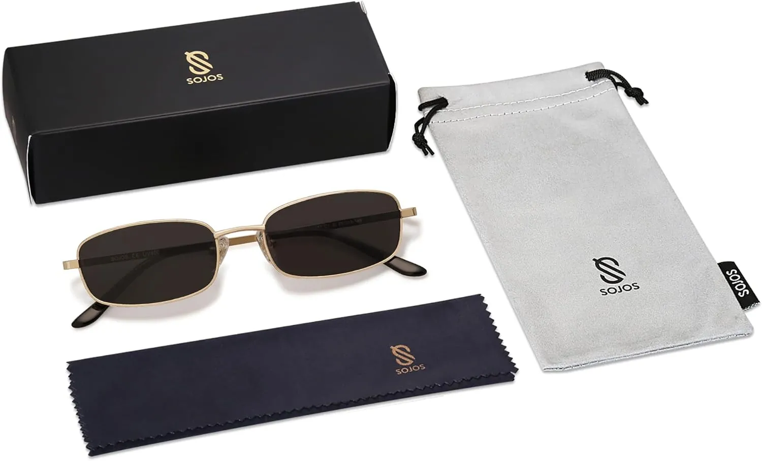 SOJOS Small Y2k Narrow Rectangle Sunglasses Womens Mens Retro 80s 90s Skinny Sunnies SJ1187