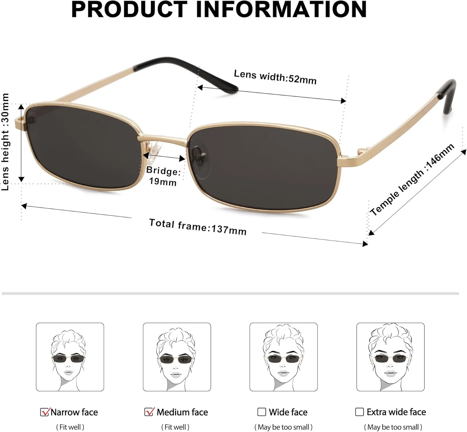 SOJOS Small Y2k Narrow Rectangle Sunglasses Womens Mens Retro 80s 90s Skinny Sunnies SJ1187