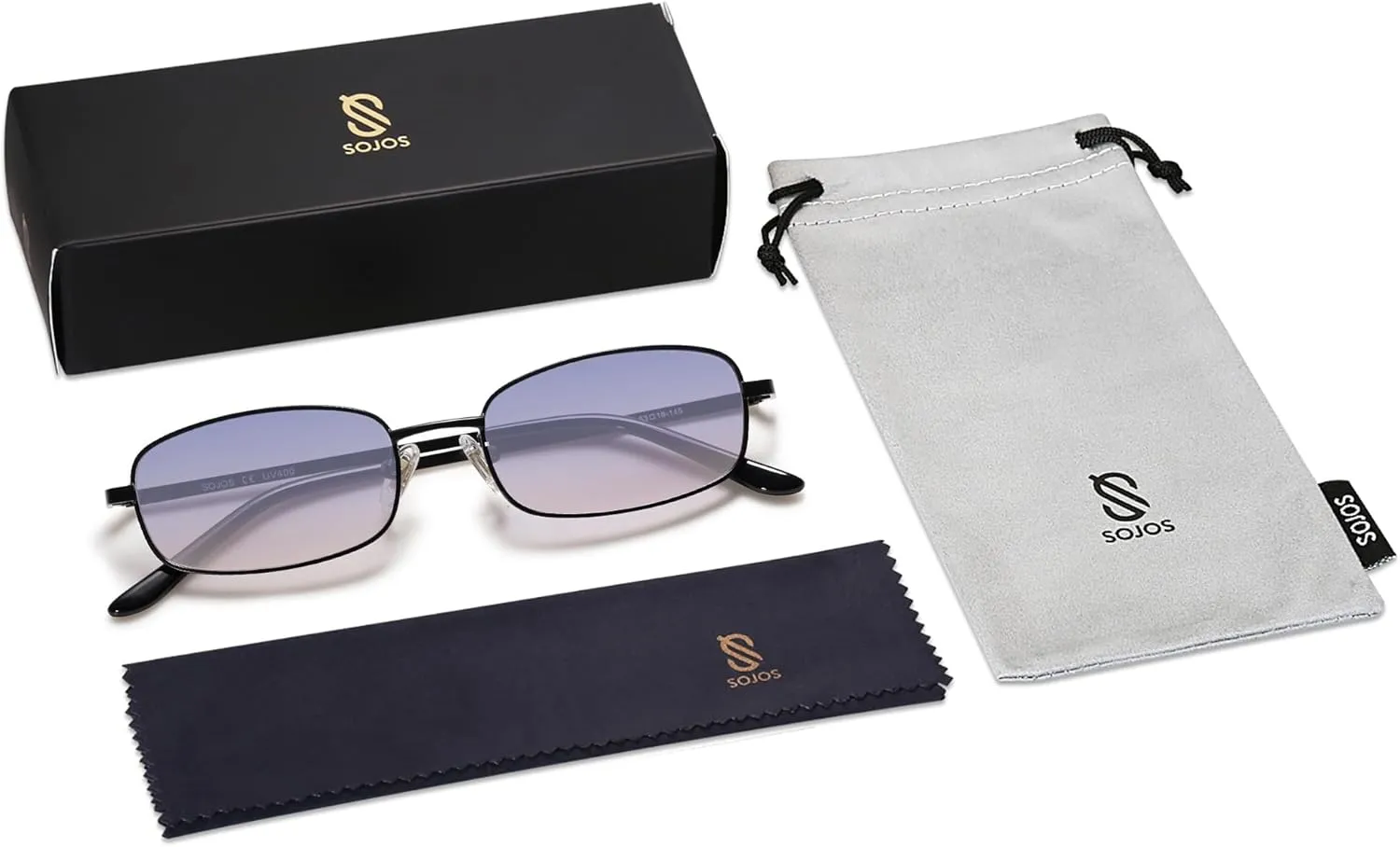 SOJOS Small Y2k Narrow Rectangle Sunglasses Womens Mens Retro 80s 90s Skinny Sunnies SJ1187