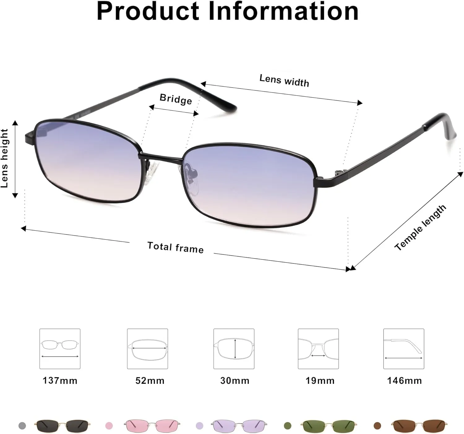 SOJOS Small Y2k Narrow Rectangle Sunglasses Womens Mens Retro 80s 90s Skinny Sunnies SJ1187