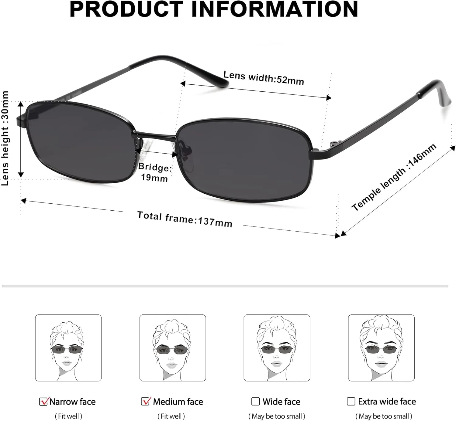 SOJOS Small Y2k Narrow Rectangle Sunglasses Womens Mens Retro 80s 90s Skinny Sunnies SJ1187
