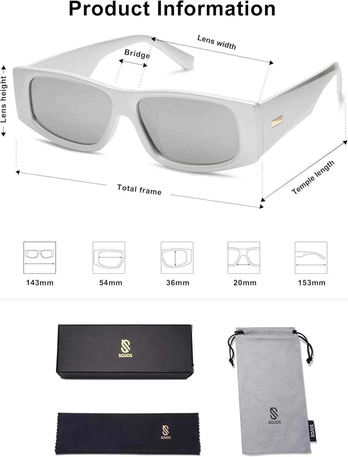 SOJOS Trendy Y2K Rectangle Polarized Sunglasses for Women Men Fashion Designer Rave Sunglasses SJ2228