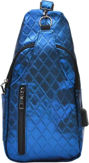 Sonoma Anti theft Daypack Crossbody Sling Backpack, USB Charging, Lightweight Day Pack for Travel, Hiking, Everyday, Regular Blue Metallic