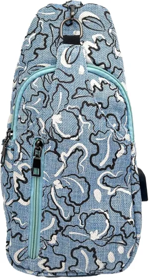 Sonoma Antitheft Daypack Crossbody Sling Backpack, USB Charging, Lightweight Day Pack for Travel, Hiking, Everyday, Regular Blue Swirl
