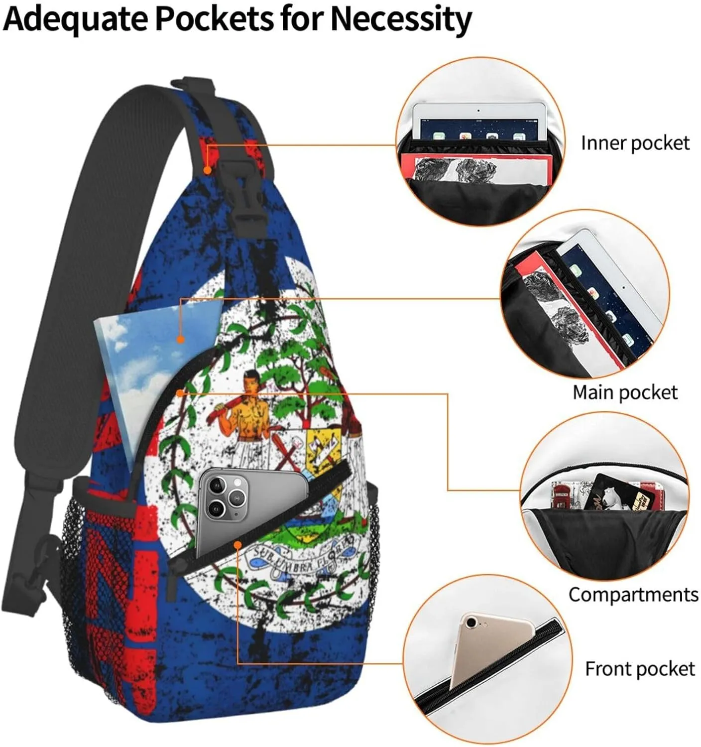 South Africa Flag Sling Bag Adjustable Chest Bags Casual Crossbody Bag Travel Shoulder Backpack