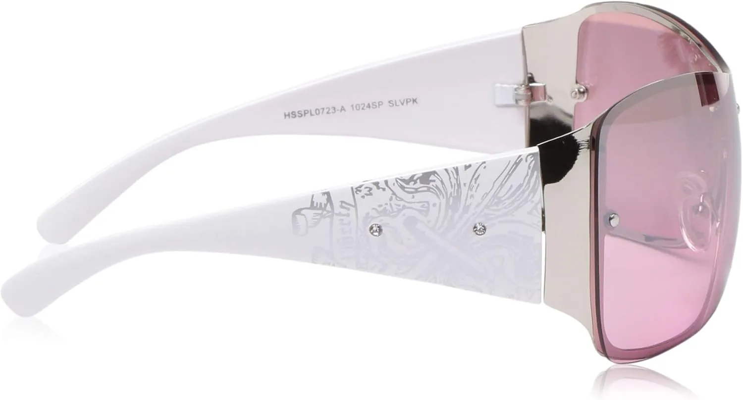 Southpole Women's 1024sp Metal Shield Uv400 Protective Rectangular Sunglasses. Cool Gifts for Her, 138 Mm