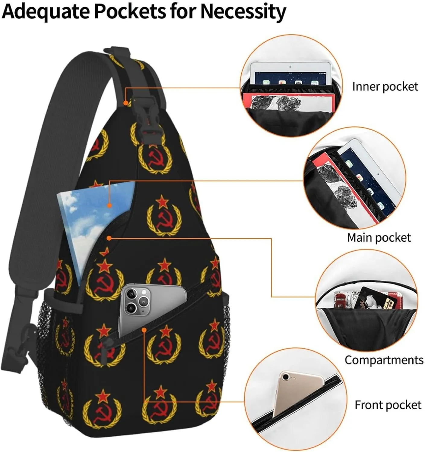 Soviet Union Flag Sling Bag Crossbody Backpack Shoulder Casual Daypack Bag for Men Women