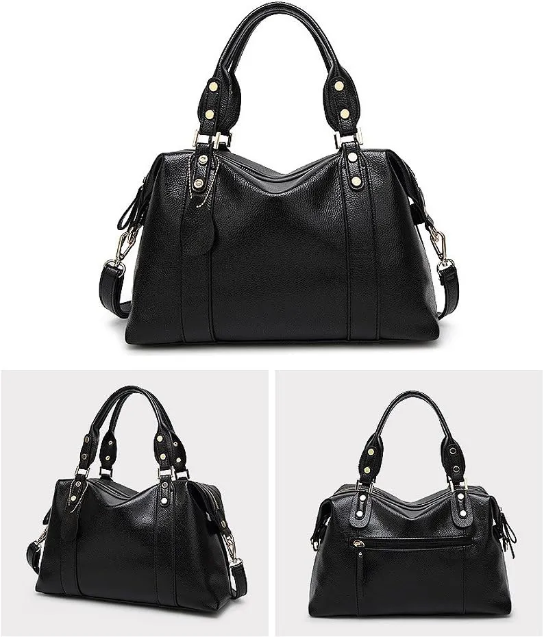 Spacious Women Fashion Barrel Bag Pebbled PU Leather Handbag Roomy Shoulder Satchel