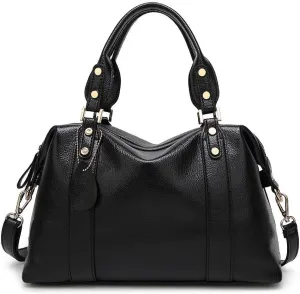 Spacious Women Fashion Barrel Bag Pebbled PU Leather Handbag Roomy Shoulder Satchel