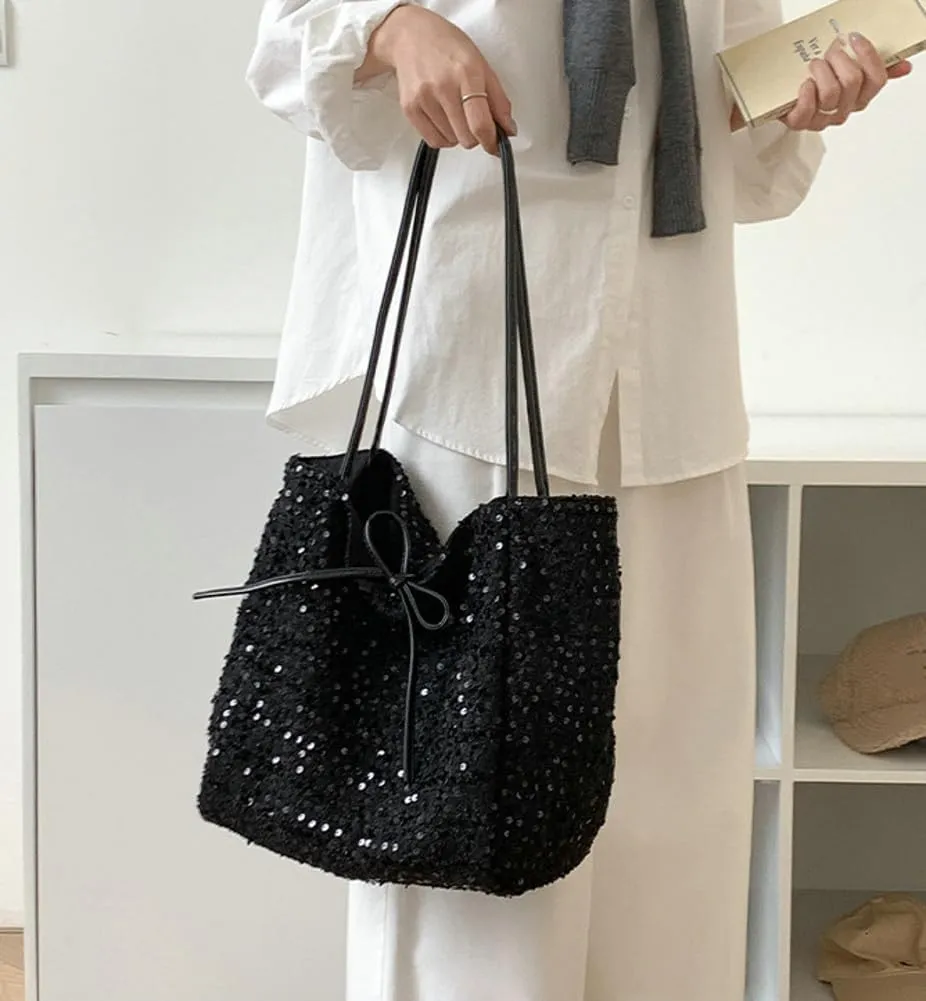 Sparkling Tote Bags for Women Bling Bling Hobo Purse for Women Slouchy Shoulder Bag Everything Tote Handbag for Travel Work