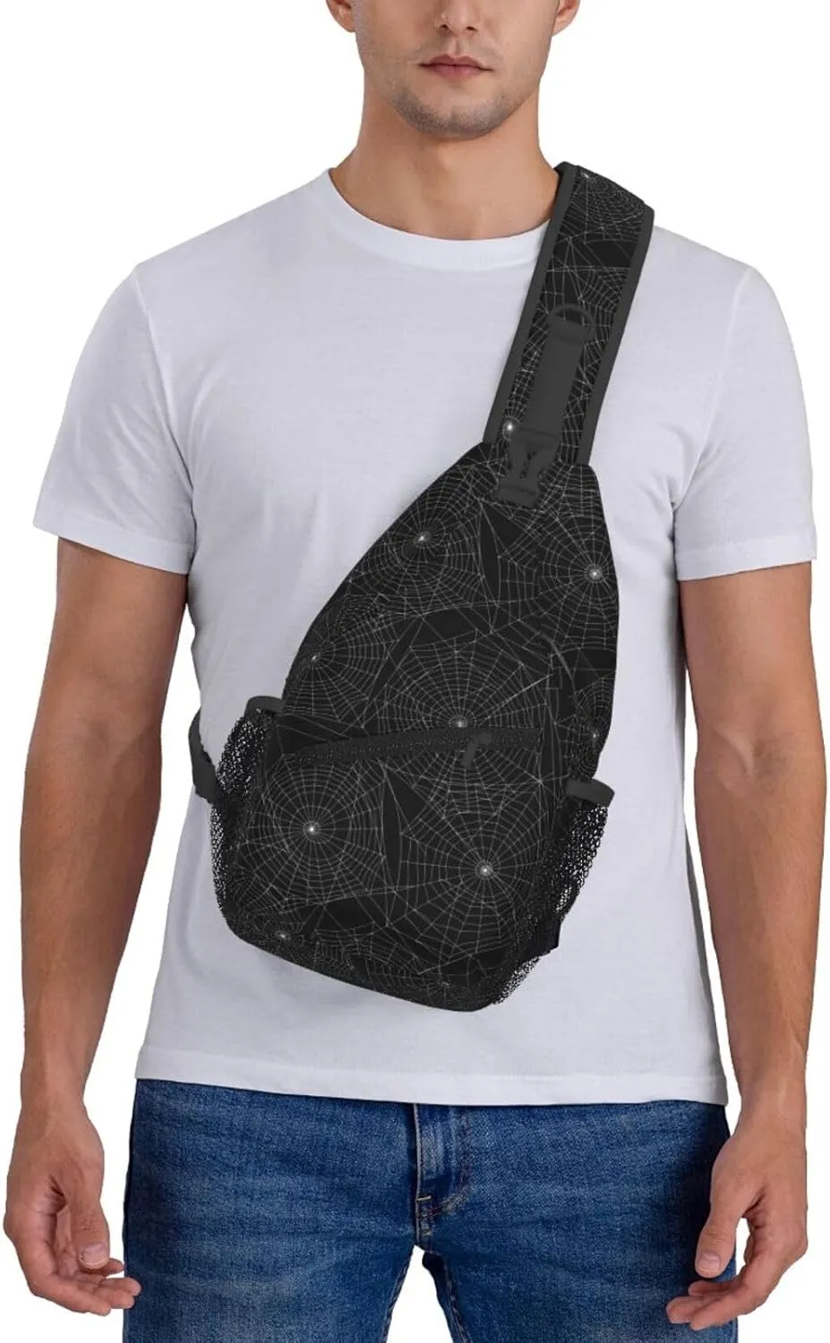 Spider Web Crossbody Bags Cross Men Chest Bag Adjustable Sling Backpack Shoulder Bag For Women Cycling Travel Sport Hiking