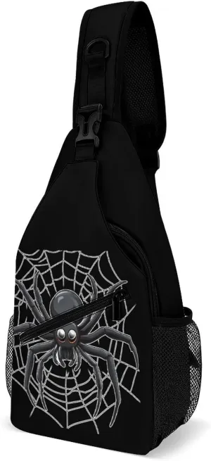 Spider Web Printed Sling Backpack Multipurpose Crossbody Shoulder Bags Travel Chest Bag Hiking Daypack
