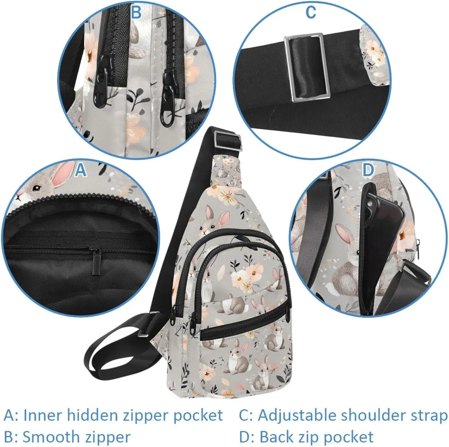 Spring Bunny (1) Sling Bag for Women Travel Shoulder Bag Chest Bag