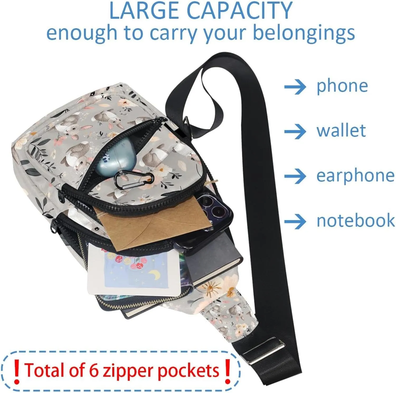 Spring Bunny (1) Sling Bag for Women Travel Shoulder Bag Chest Bag