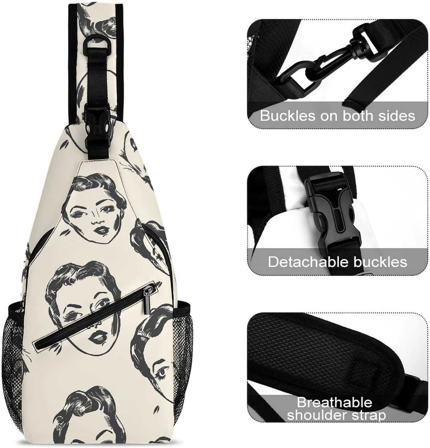 Spring Daisy Flowers Sling Bag Crossbody Bags Cross Body Bag Fanny Packs Chest Bags Sling Purses for Travel