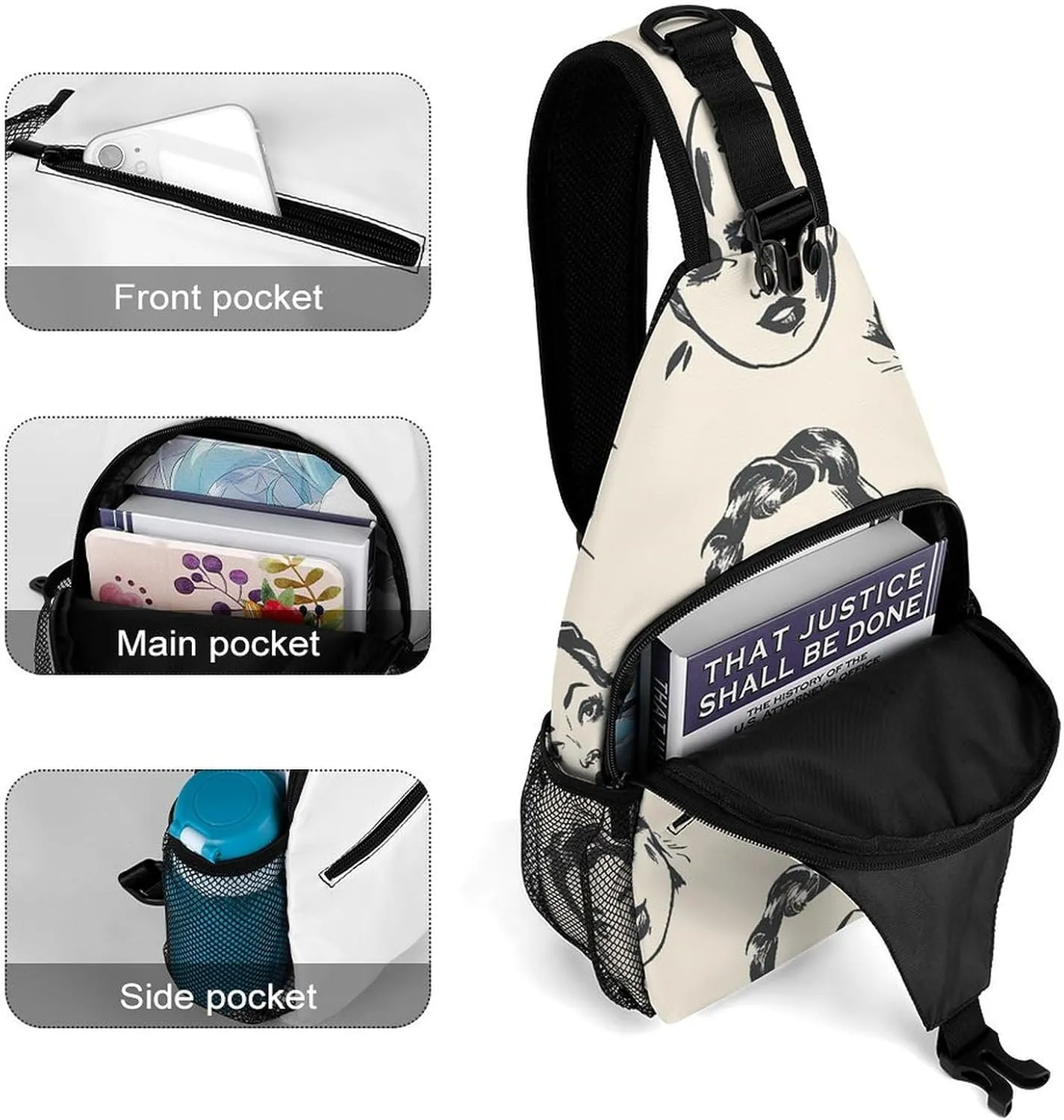 Spring Daisy Flowers Sling Bag Crossbody Bags Cross Body Bag Fanny Packs Chest Bags Sling Purses for Travel
