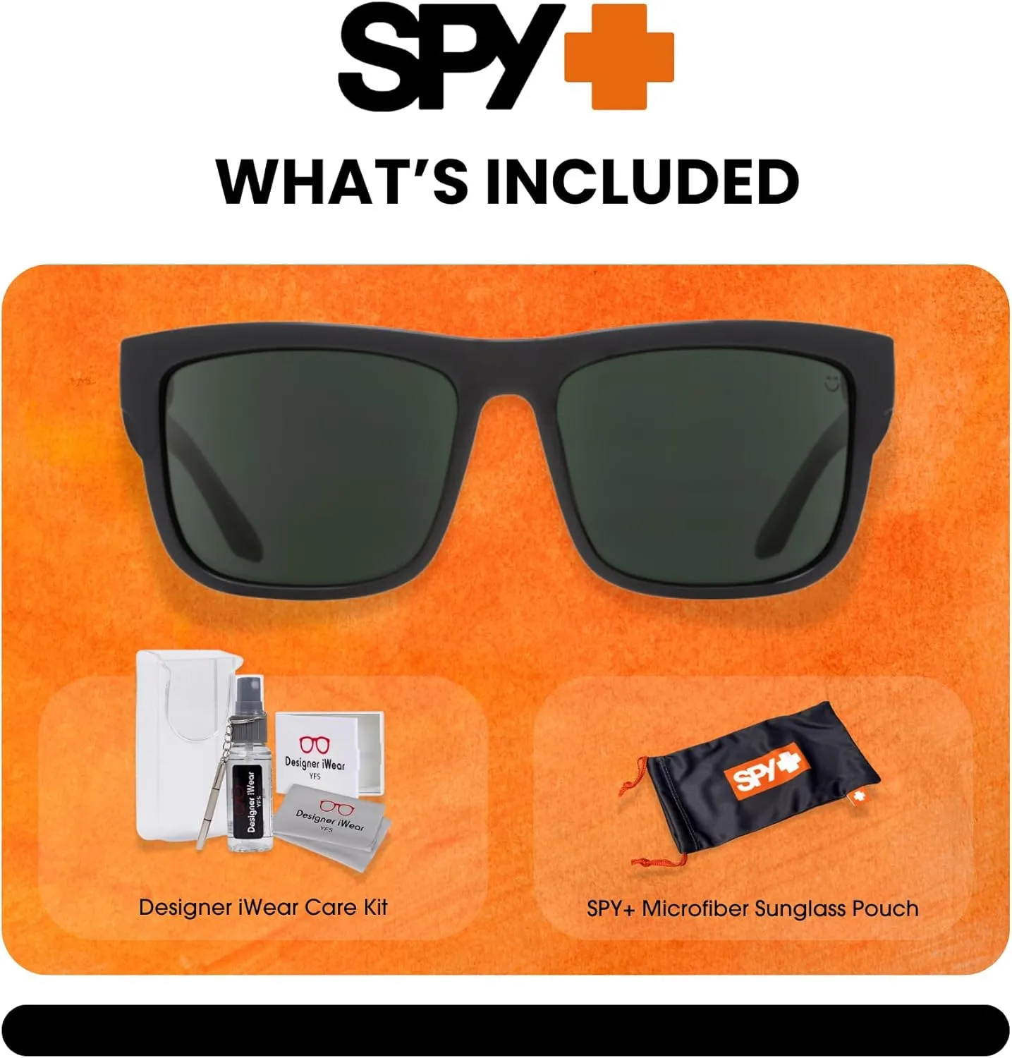 SPY Discord Rectangular Sunglasses for Men   BUNDLE with Designer iWear Eyewear Kit