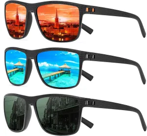 Square Polarized Sunglasses for Men and Women Lightweight Frame Sun Glasses with UV Protection