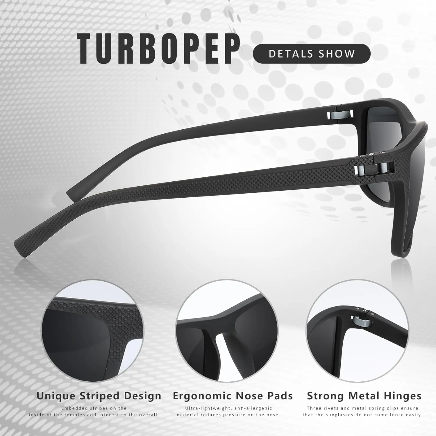 Square Polarized Sunglasses for Men and Women Lightweight Frame Sun Glasses with UV Protection