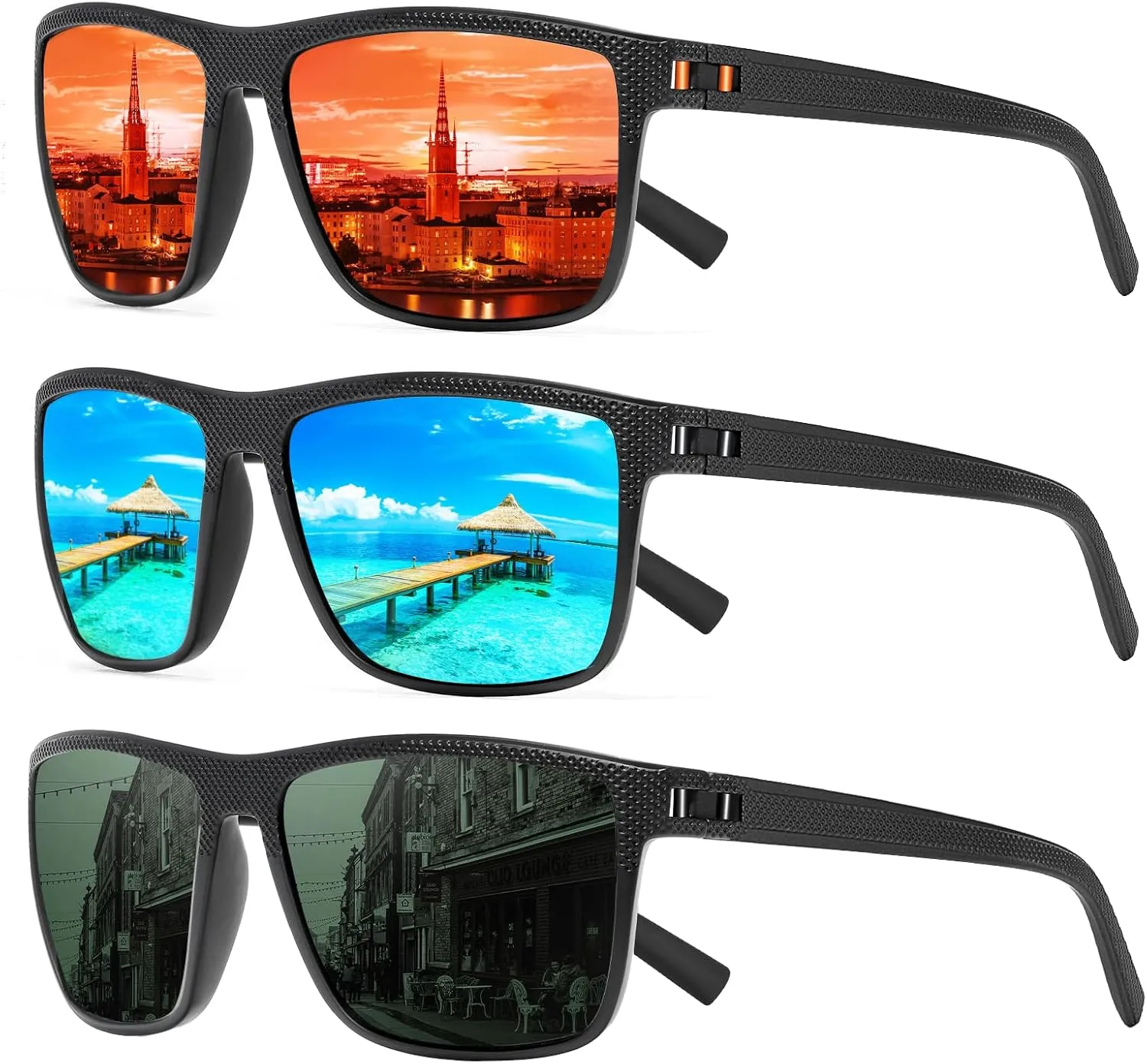 Square Polarized Sunglasses for Men and Women Lightweight Frame Sun Glasses with UV Protection