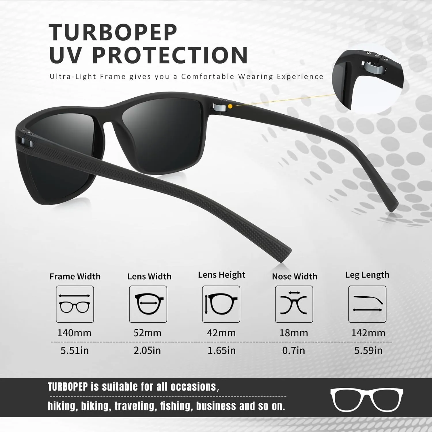 Square Polarized Sunglasses for Men and Women Lightweight Frame Sun Glasses with UV Protection