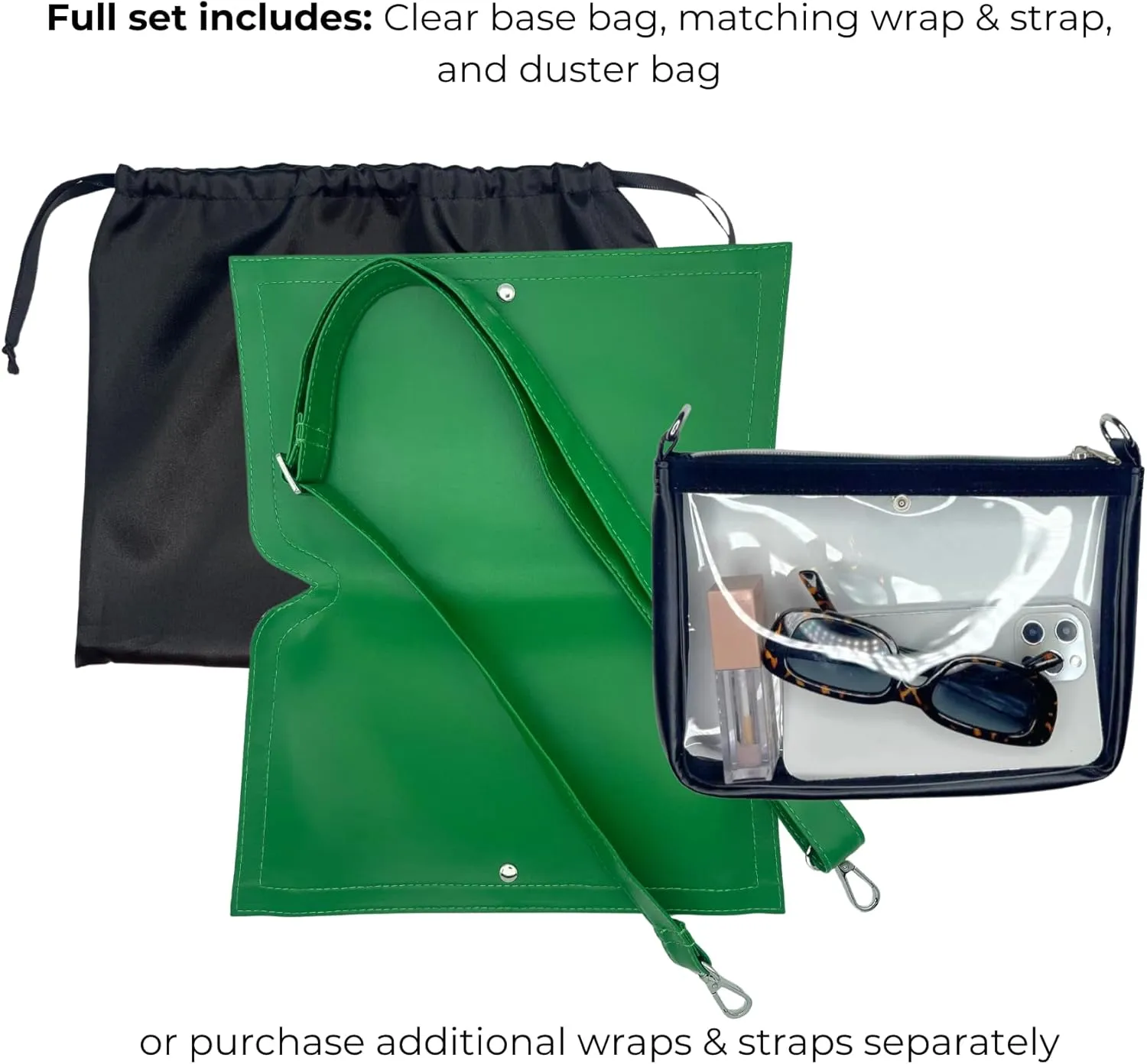 Stadium Bag Full Set - Clear Bag with Removable Outer Wrap, Stadium Approved Clear Bag for Concerts, Sports, Events